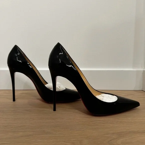 Christian Louboutin Black Patent Leather Kate 100 Stilettos - Picture 3 of 5